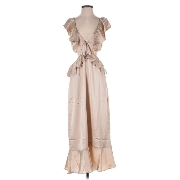 Show Me Your Mumu Zoey Midi Dress in Champagne Luxe Satin M - Picture 6 of 10